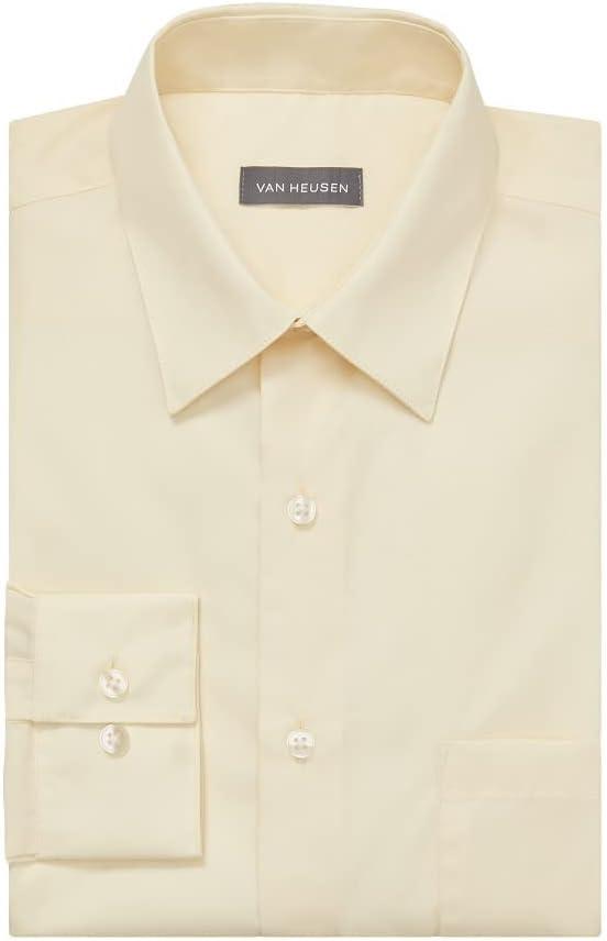 imageVan Heusen Mens Dress Shirt Regular Fit Poplin SolidLemon Glaze