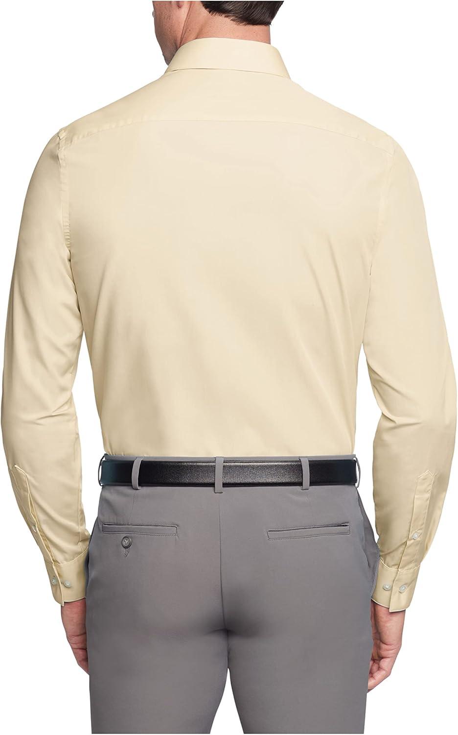 imageVan Heusen Mens Dress Shirt Regular Fit Poplin SolidLemon Glaze
