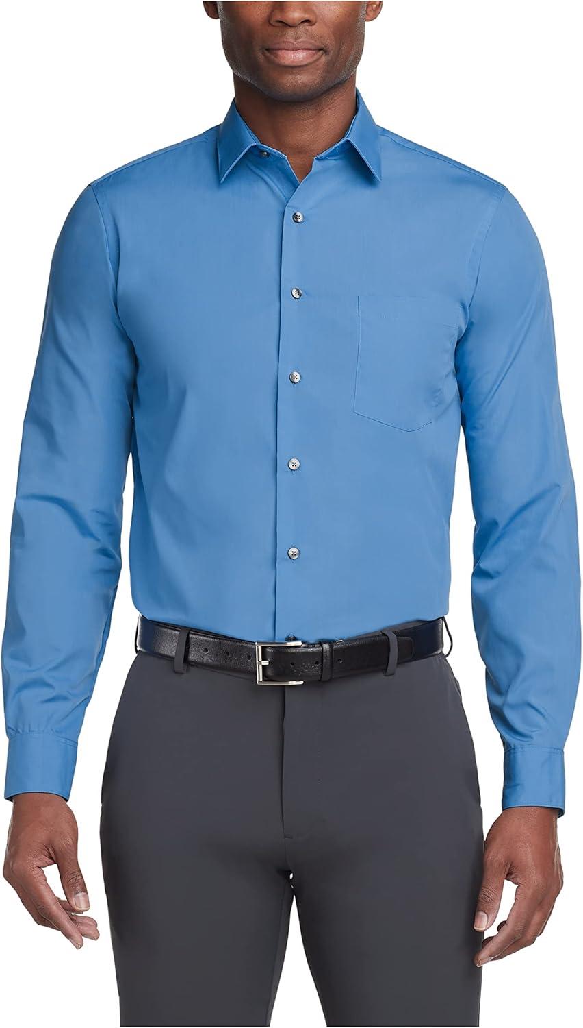 imageVan Heusen Mens Dress Shirt Regular Fit Poplin SolidPacifico