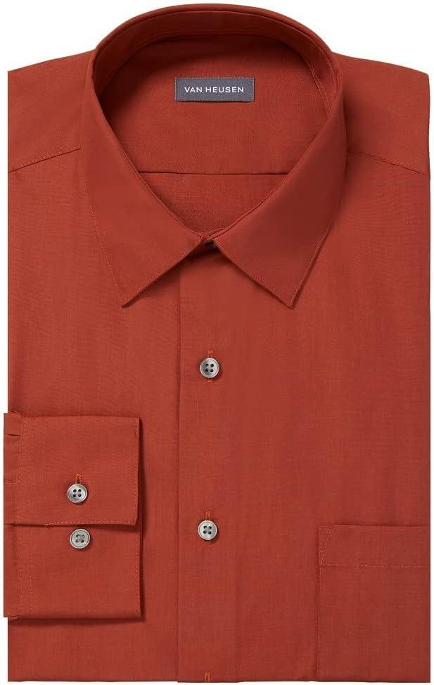 imageVan Heusen Mens Dress Shirt Regular Fit Poplin SolidPersimmon