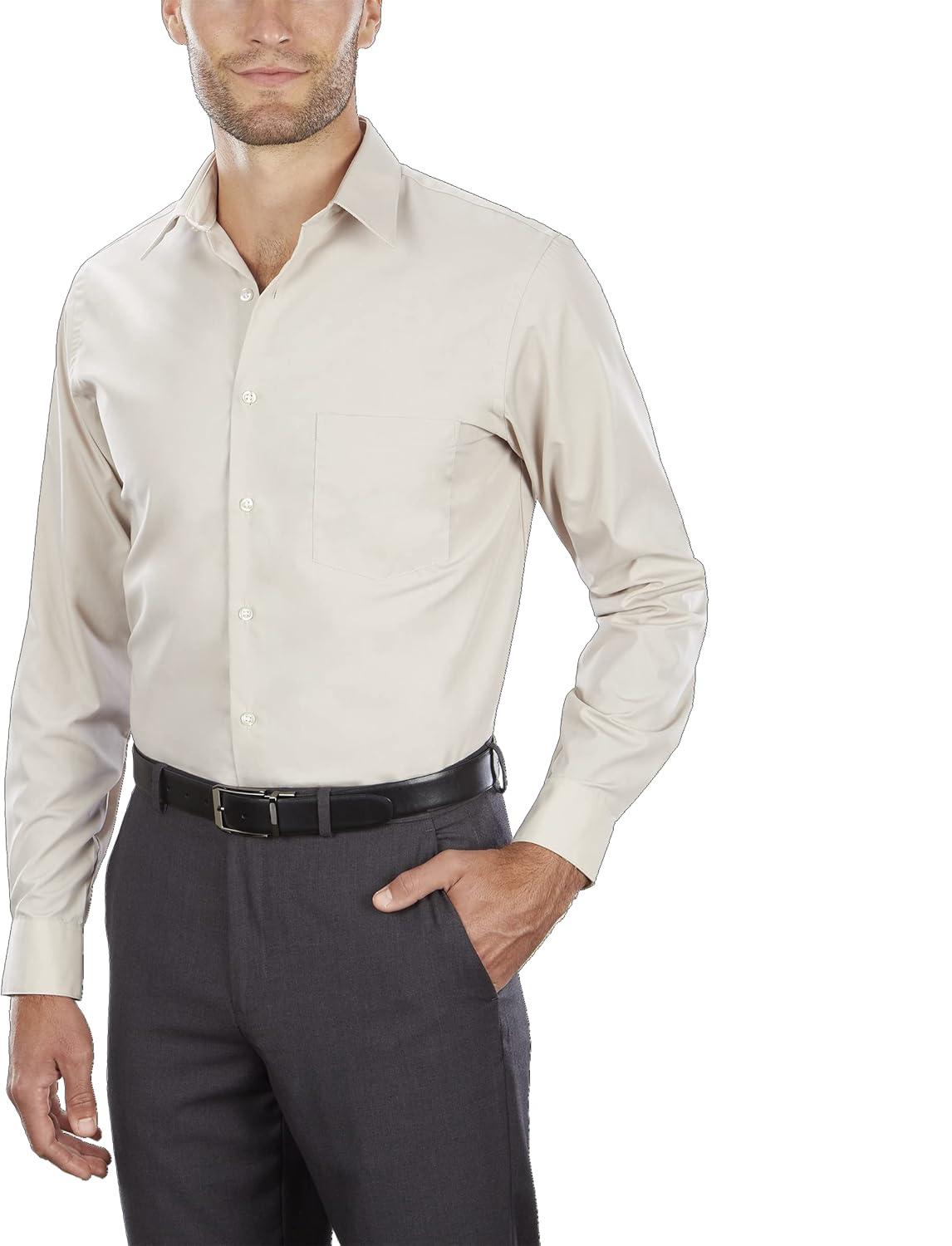imageVan Heusen Mens Dress Shirt Regular Fit Poplin SolidStone