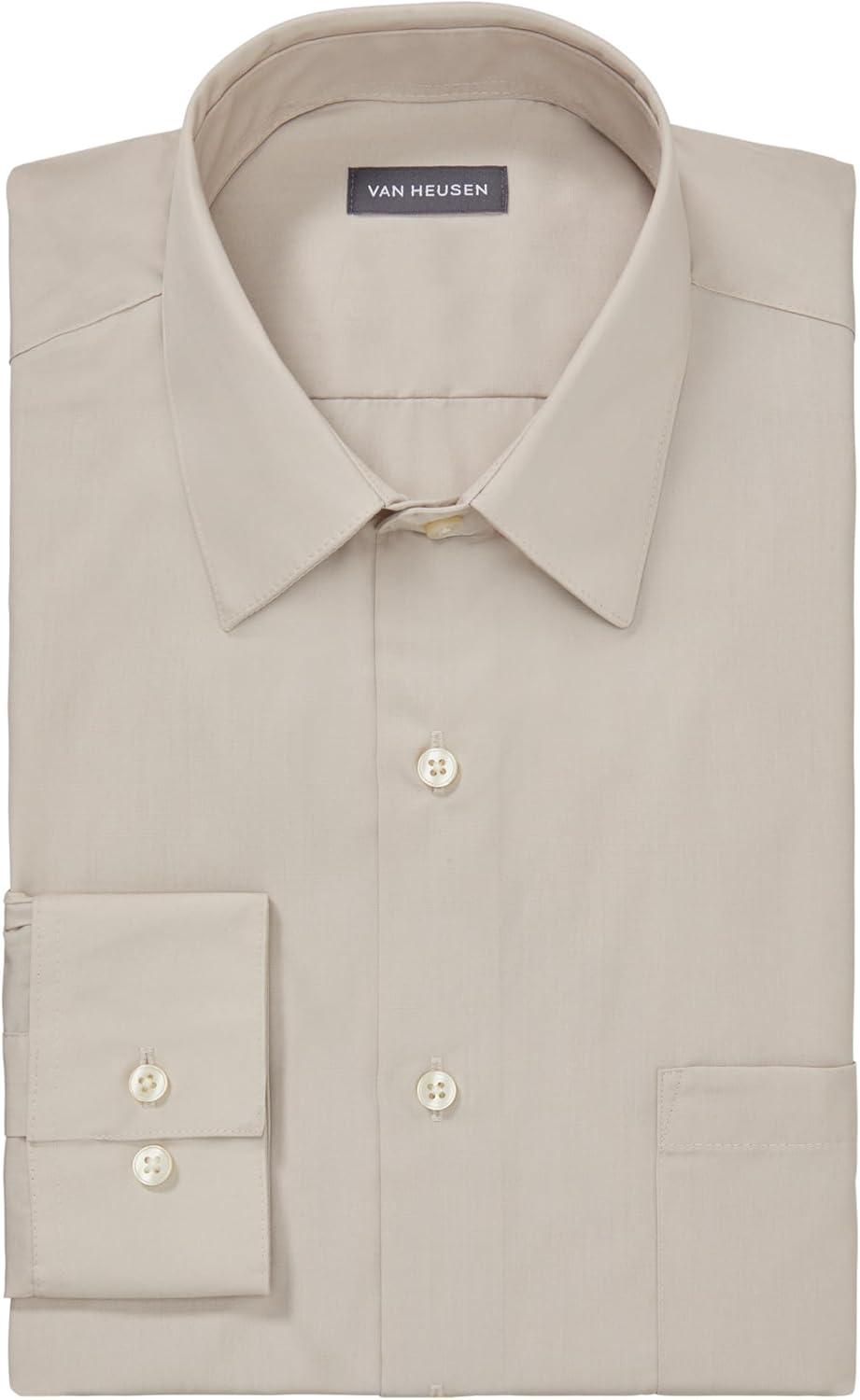 imageVan Heusen Mens Dress Shirt Regular Fit Poplin SolidStone