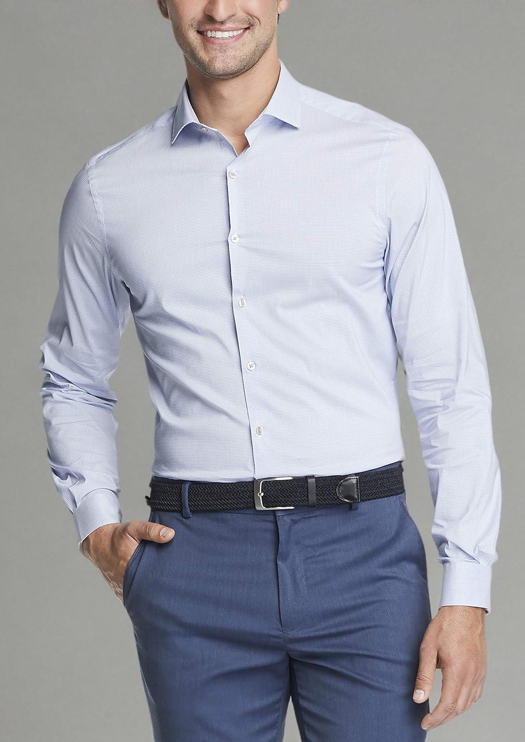imageVan Heusen Mens Dress Shirt Slim Fit Stain Shield StretchOld Blue Silver
