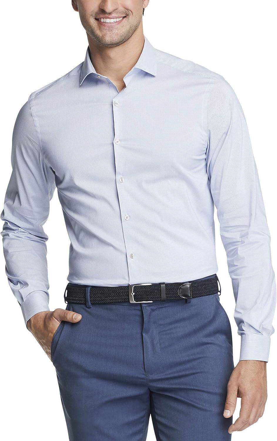 imageVan Heusen Mens Dress Shirt Slim Fit Stain Shield StretchOld Blue Silver