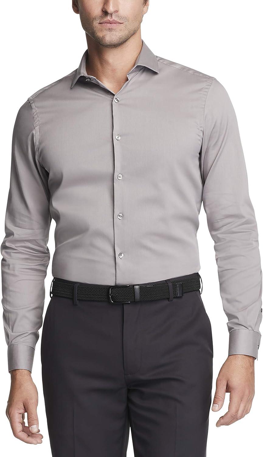 imageVan Heusen Mens Dress Shirt Slim Fit Stain Shield StretchOld Steel
