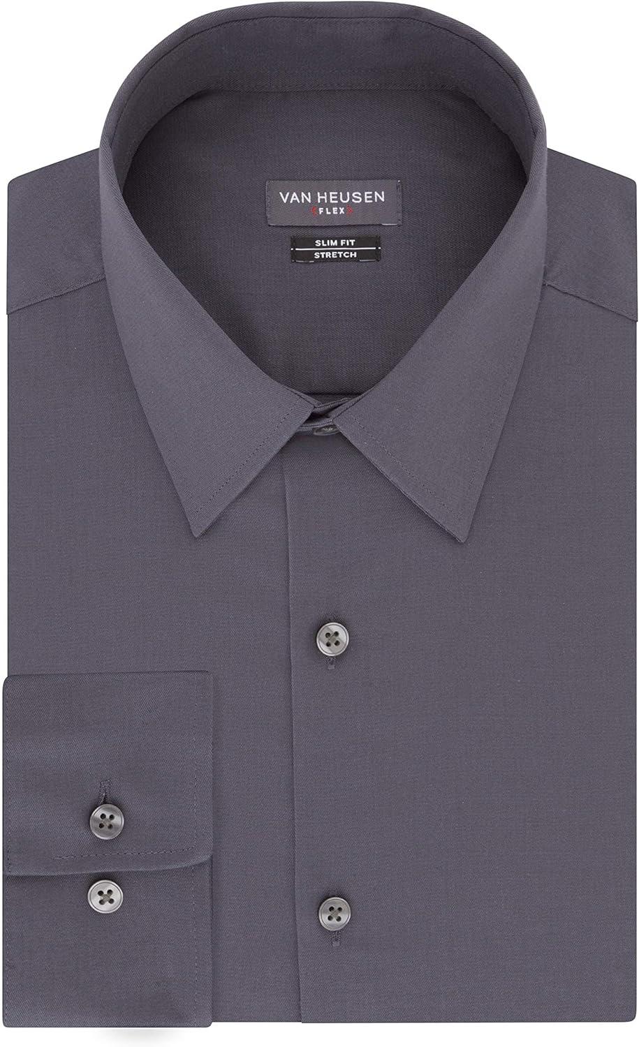 imageVan Heusen Mens Flex Collar Slim Fit Stretch Dress ShirtCharcoal