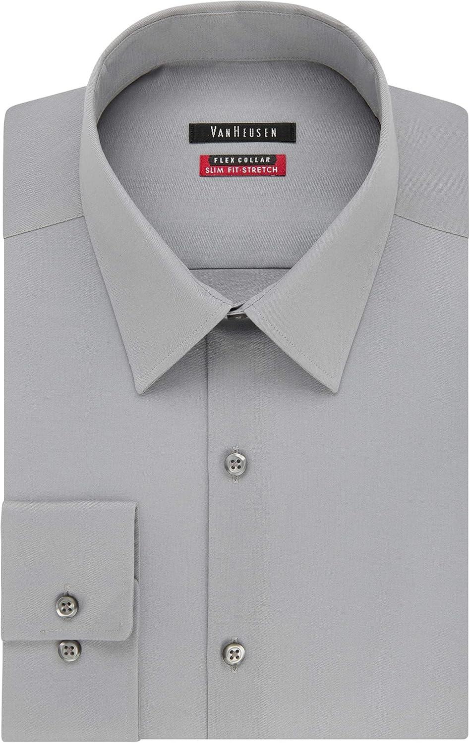 imageVan Heusen Mens Flex Collar Slim Fit Stretch Dress ShirtGrey Mist