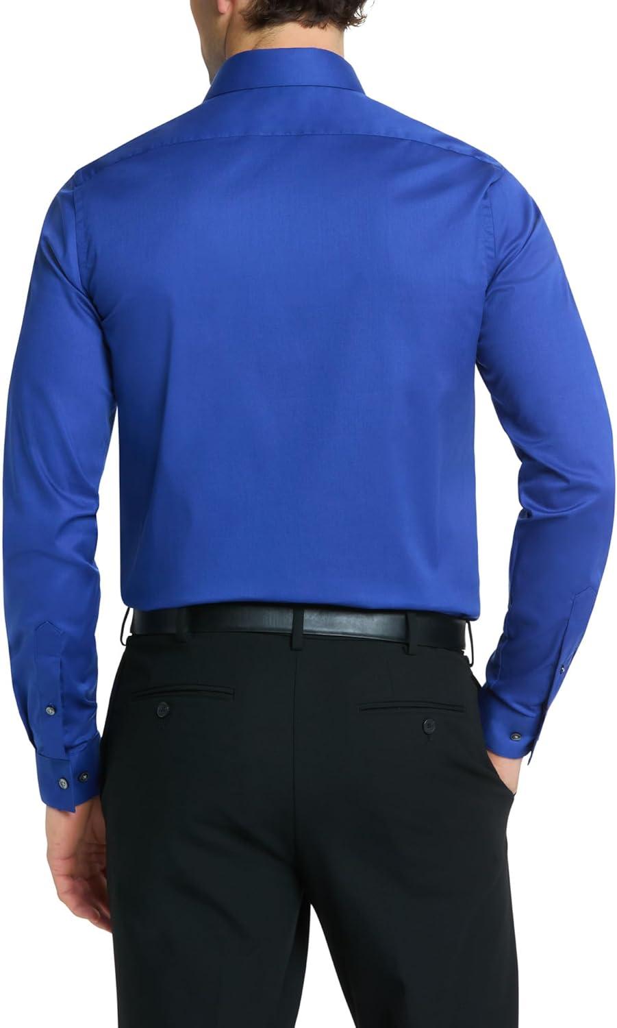 imageVan Heusen Mens Flex Collar Slim Fit Stretch Dress ShirtRoyal Blue