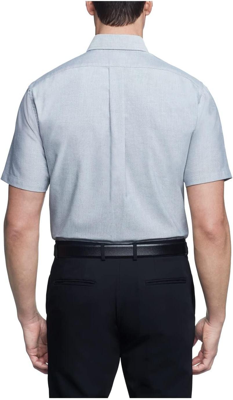 imageVan Heusen Mens Short Sleeve Dress Shirt Regular Fit Oxford SolidGreystone