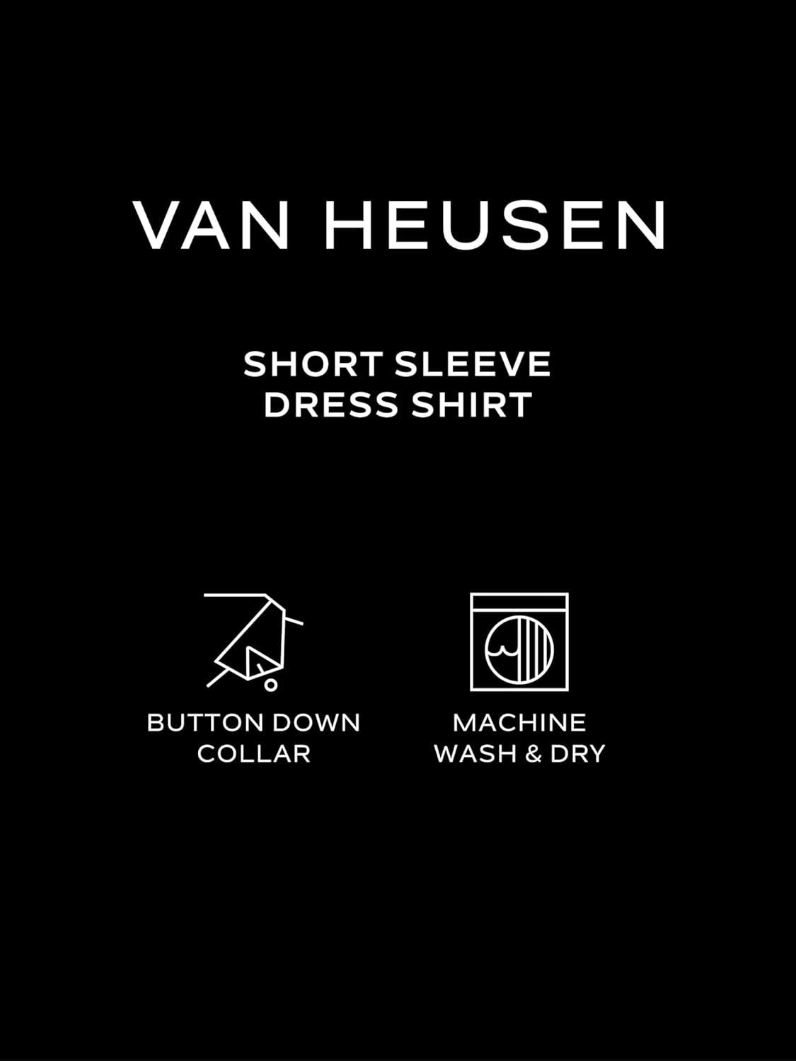 imageVan Heusen Mens Short Sleeve Dress Shirt Regular Fit Oxford SolidGreystone