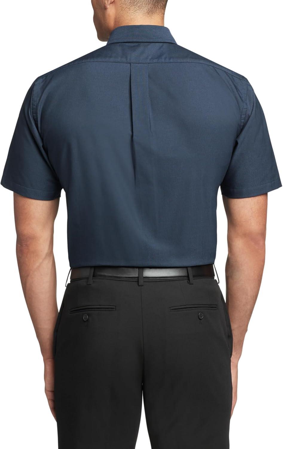imageVan Heusen Mens Short Sleeve Dress Shirt Regular Fit Oxford SolidNavy