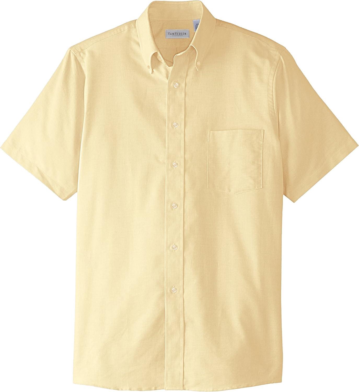 imageVan Heusen Mens Short Sleeve Dress Shirt Regular Fit Oxford SolidYellow