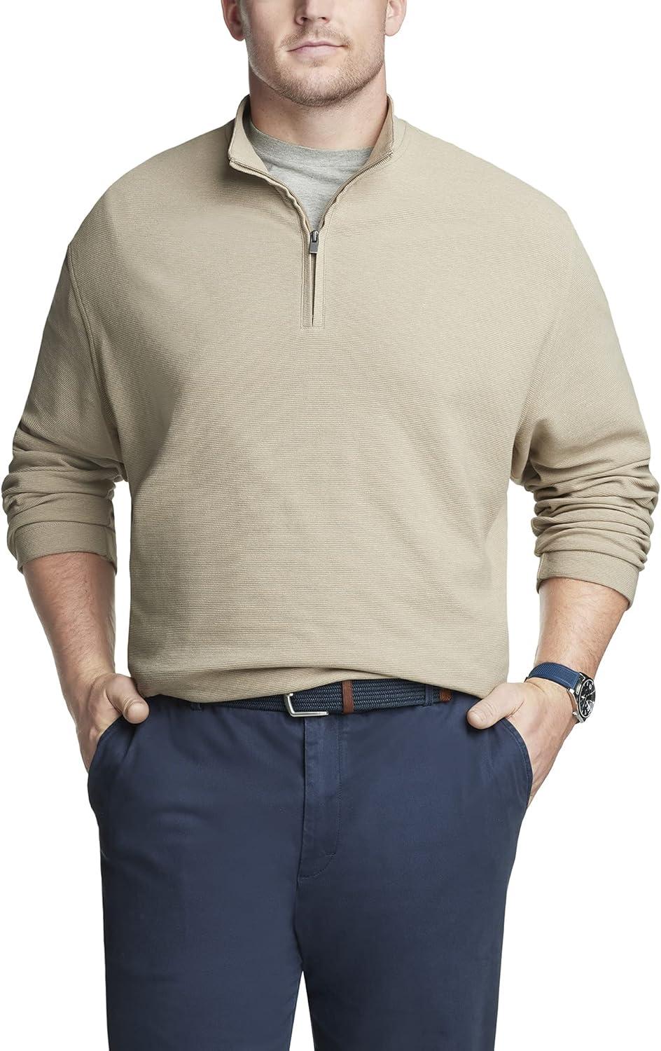 imageVan Heusen Mens Size Big and Tall Flex Long Sleeve Ottoman Quarter ZipCrockery