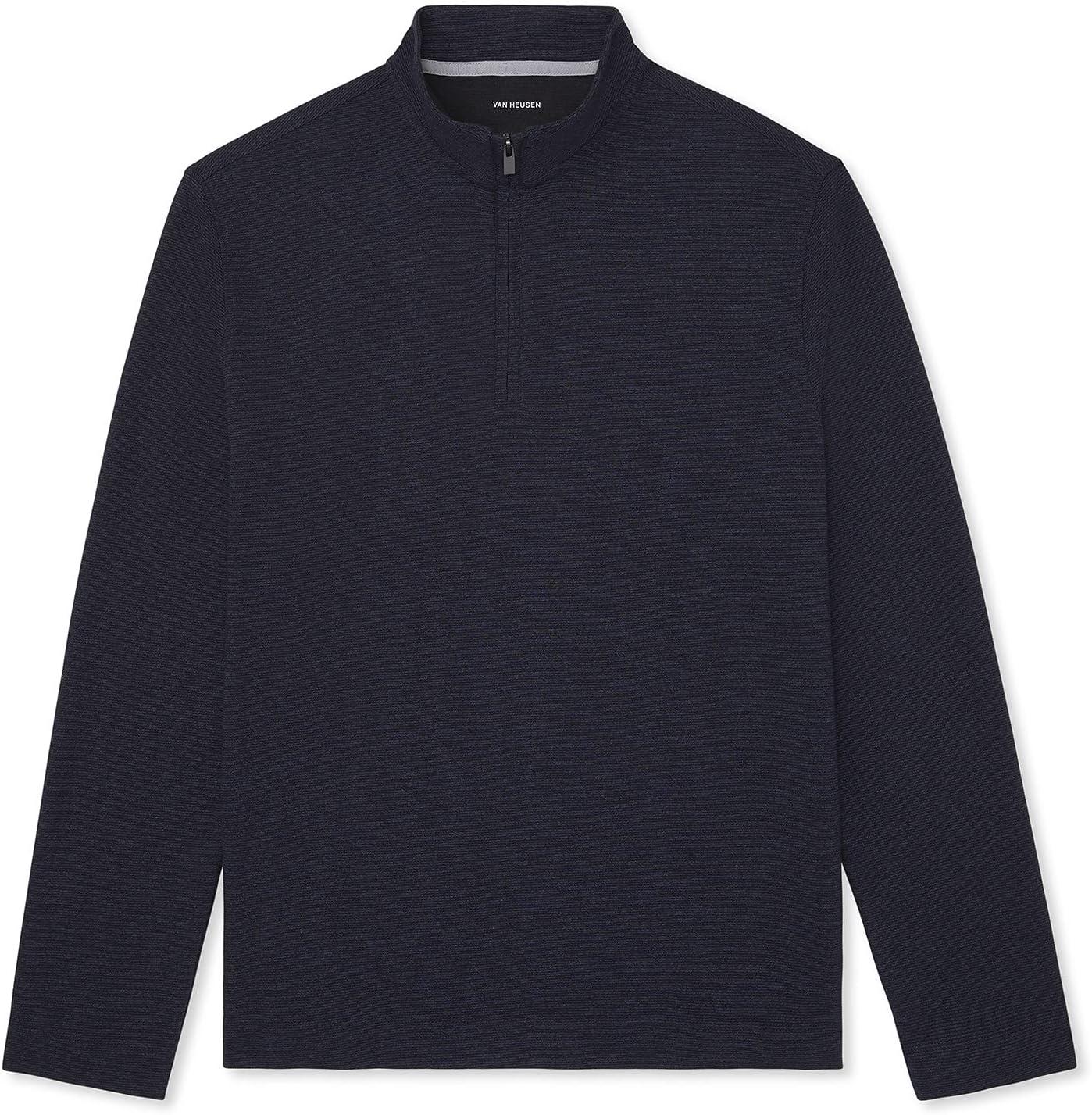 imageVan Heusen Mens Size Big and Tall Flex Long Sleeve Ottoman Quarter ZipDark Black Iris
