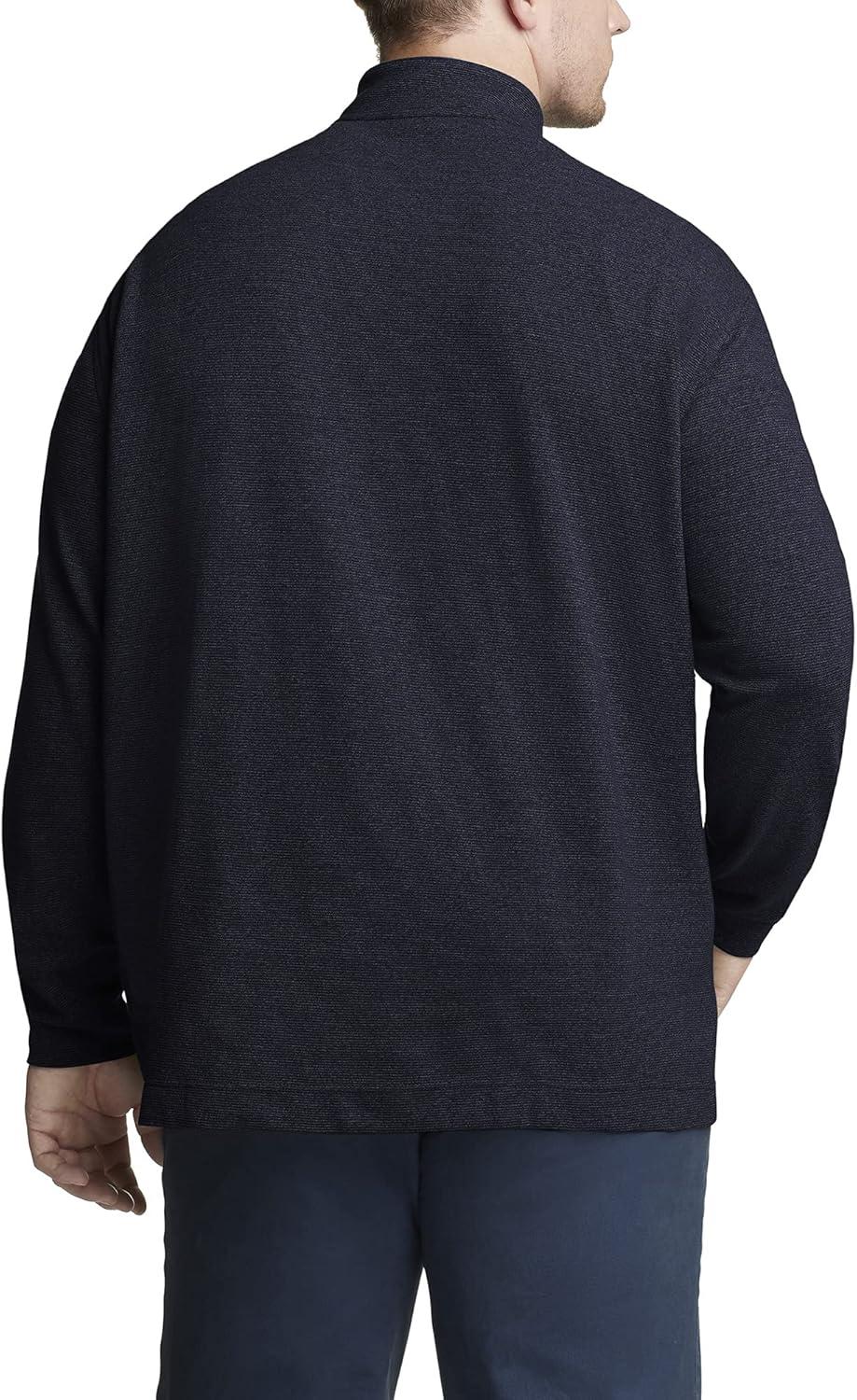 imageVan Heusen Mens Size Big and Tall Flex Long Sleeve Ottoman Quarter ZipDark Black Iris