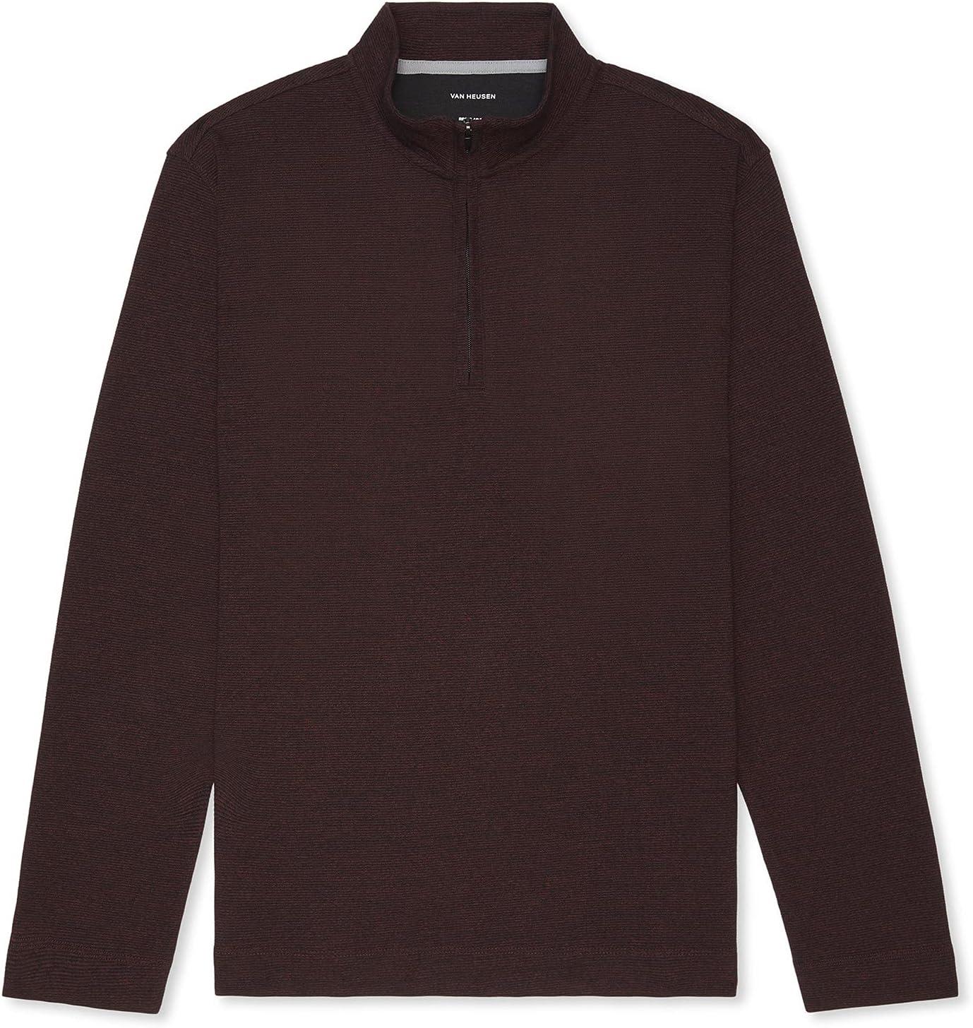 imageVan Heusen Mens Size Big and Tall Flex Long Sleeve Ottoman Quarter ZipDark Cabernet