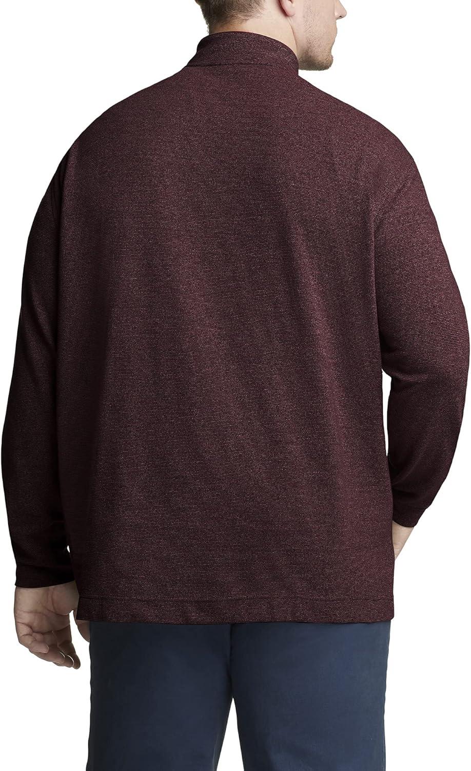 imageVan Heusen Mens Size Big and Tall Flex Long Sleeve Ottoman Quarter ZipDark Cabernet