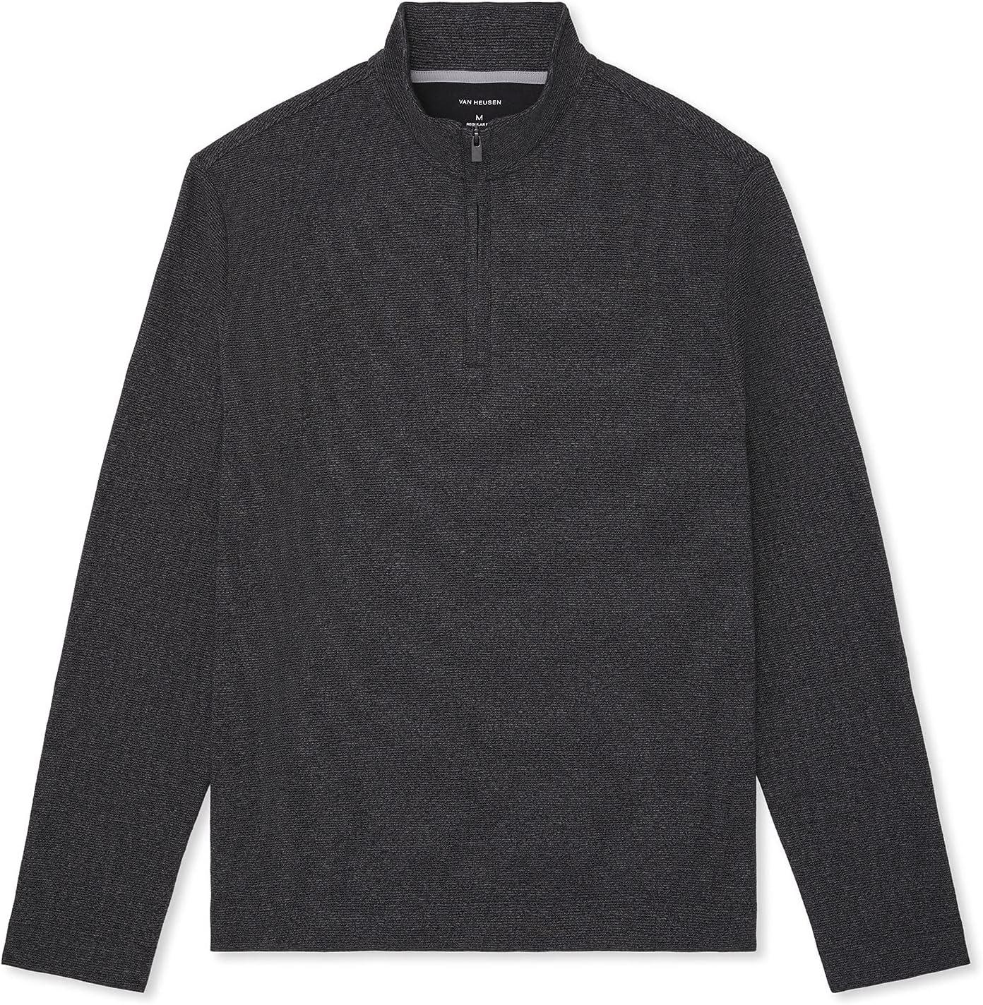 imageVan Heusen Mens Size Big and Tall Flex Long Sleeve Ottoman Quarter ZipDark Iron Gate