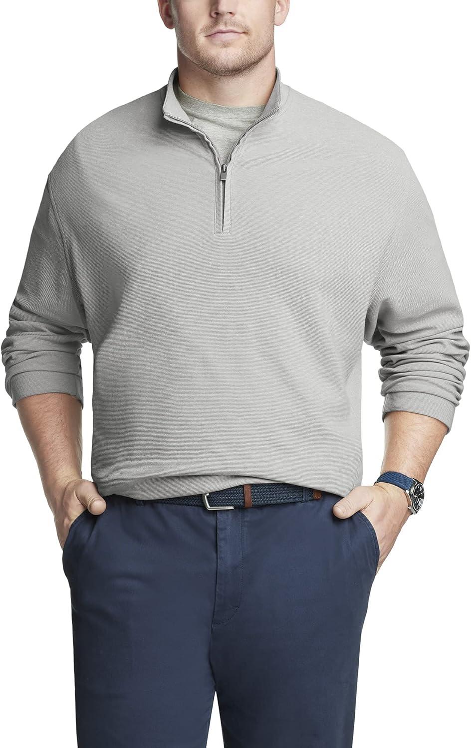 imageVan Heusen Mens Size Big and Tall Flex Long Sleeve Ottoman Quarter ZipMonument