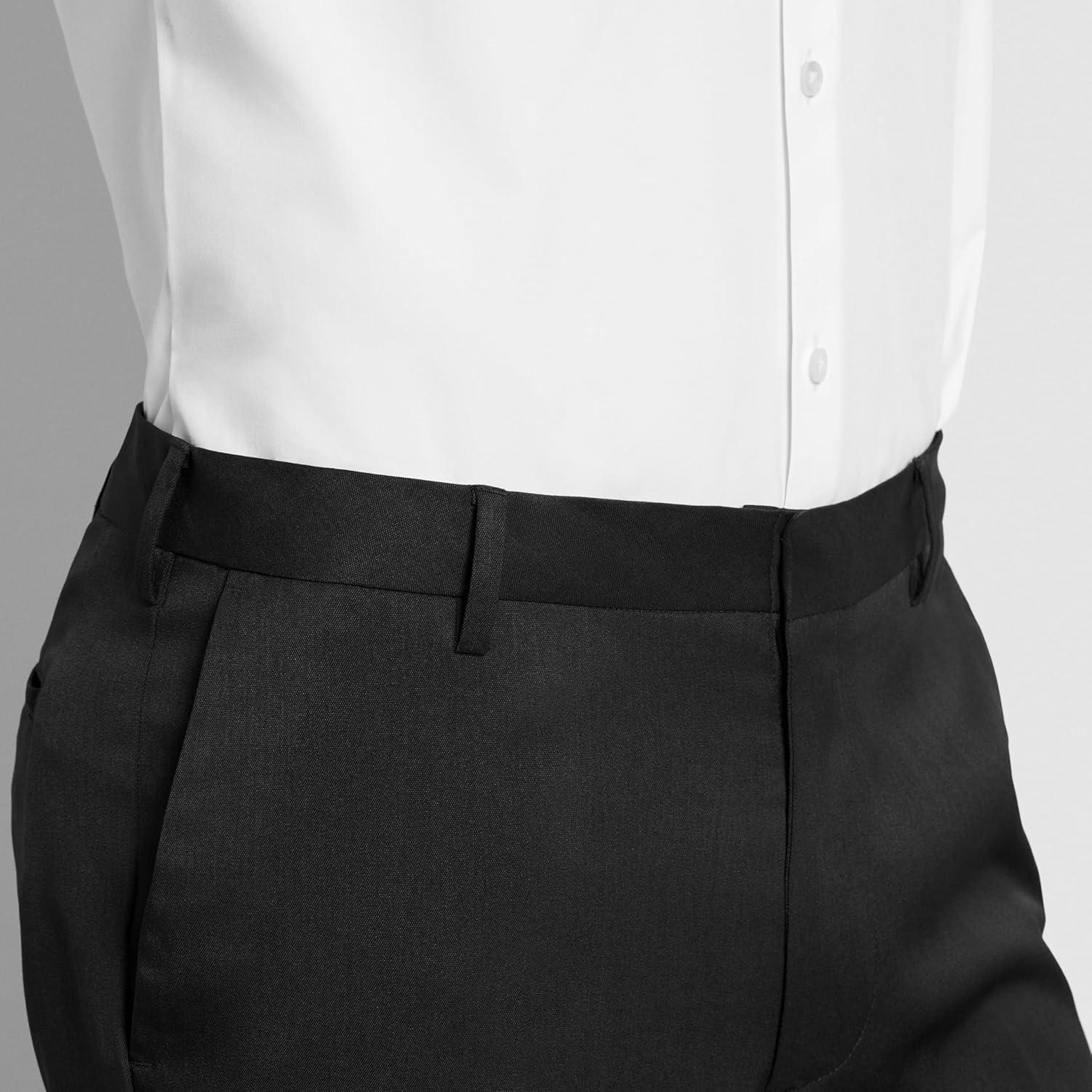 imageVan Heusen Mens Temperature Control Slim Fit Flat Front Stretch Dress Pant NonIron Stretchable Waistband Cooling FabricBlack Temp Control