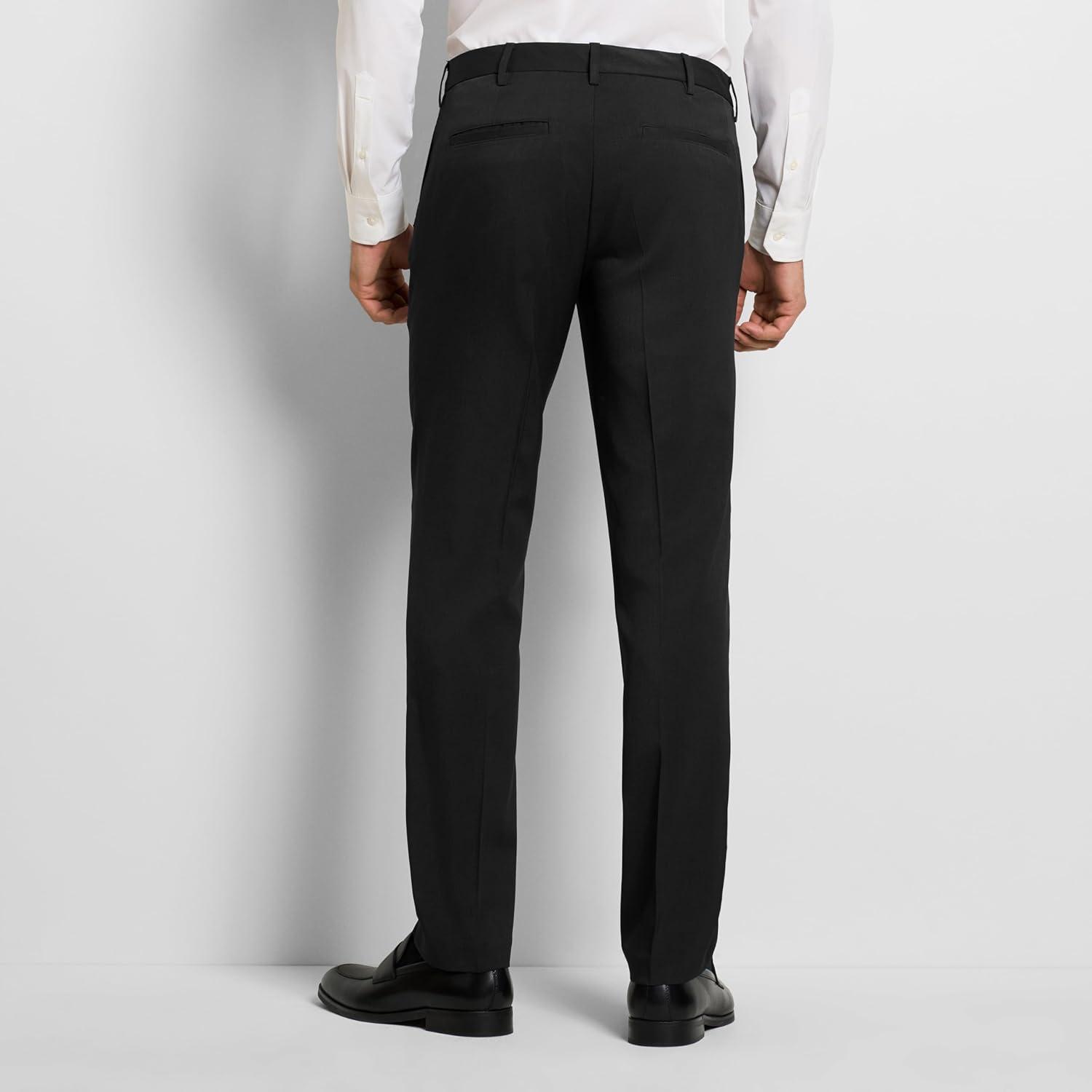 imageVan Heusen Mens Temperature Control Slim Fit Flat Front Stretch Dress Pant NonIron Stretchable Waistband Cooling FabricBlack Temp Control