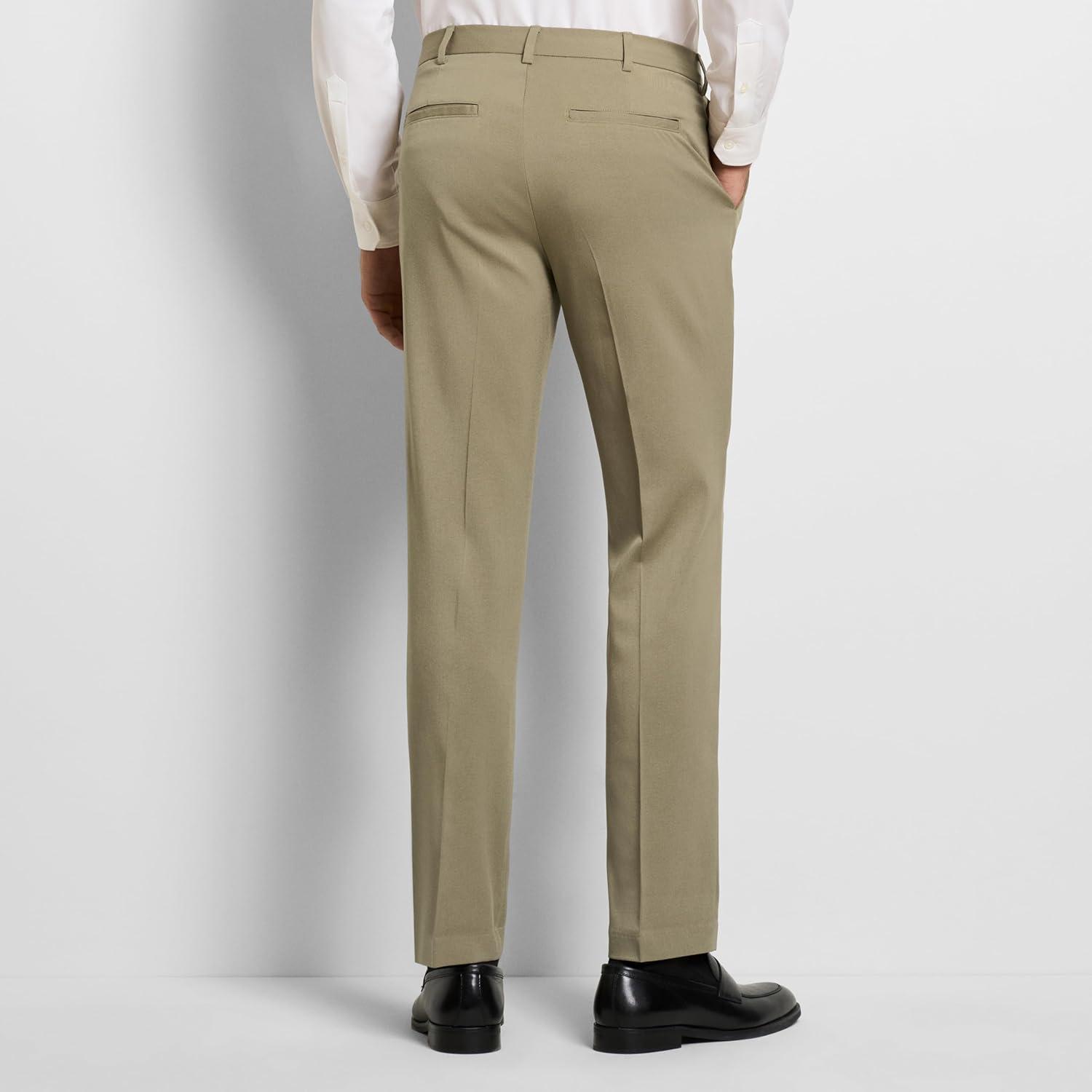 imageVan Heusen Mens Temperature Control Slim Fit Flat Front Stretch Dress Pant NonIron Stretchable Waistband Cooling FabricKhaki Heather Temp Control