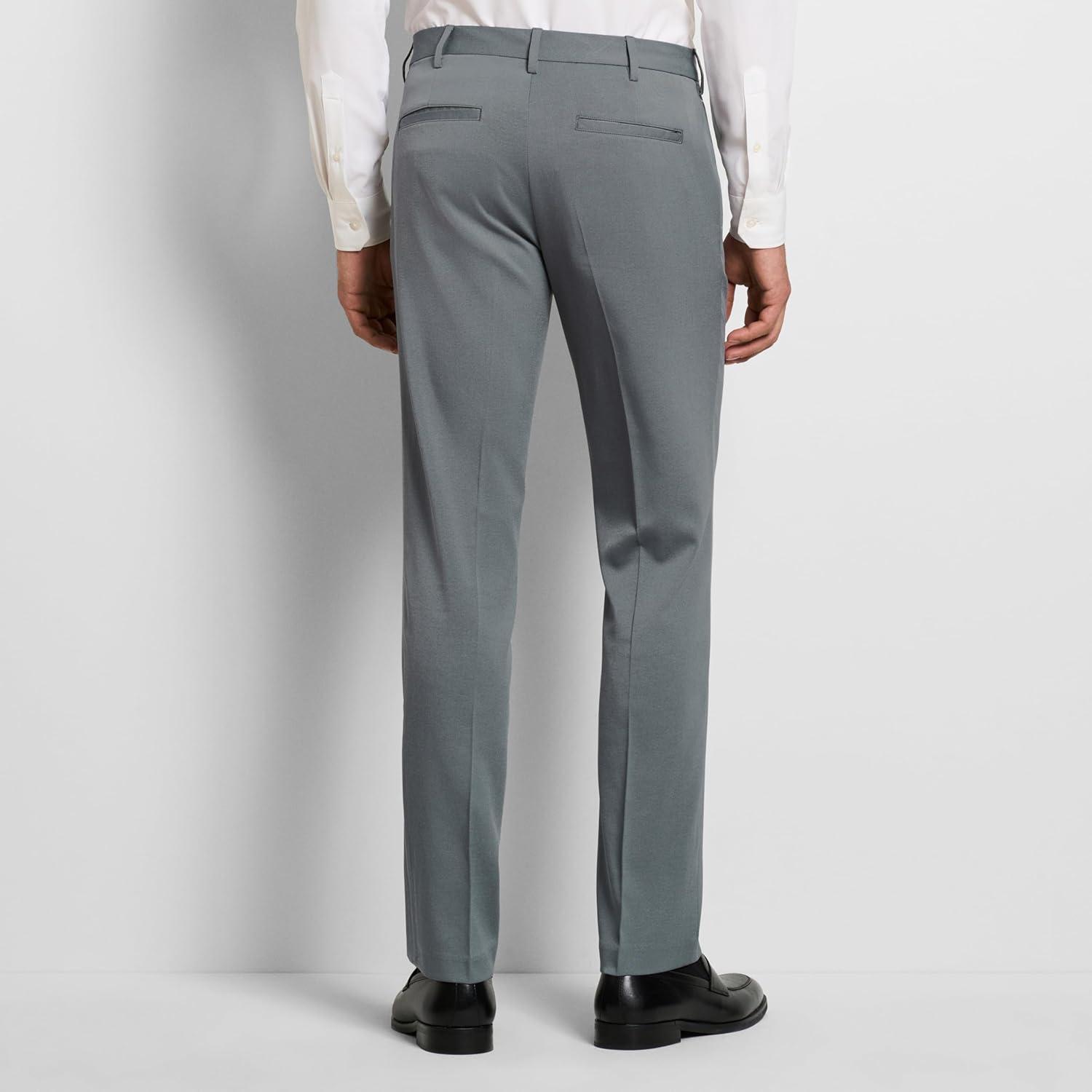 imageVan Heusen Mens Temperature Control Slim Fit Flat Front Stretch Dress Pant NonIron Stretchable Waistband Cooling FabricMonument Heather Temp Control