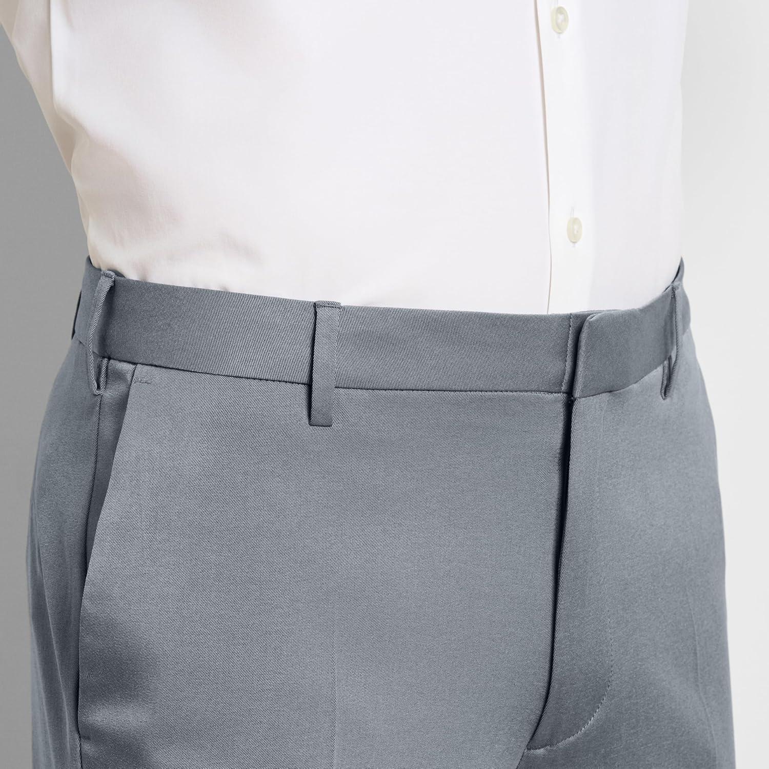 imageVan Heusen Mens Temperature Control Slim Fit Flat Front Stretch Dress Pant NonIron Stretchable Waistband Cooling FabricMonument Heather Temp Control