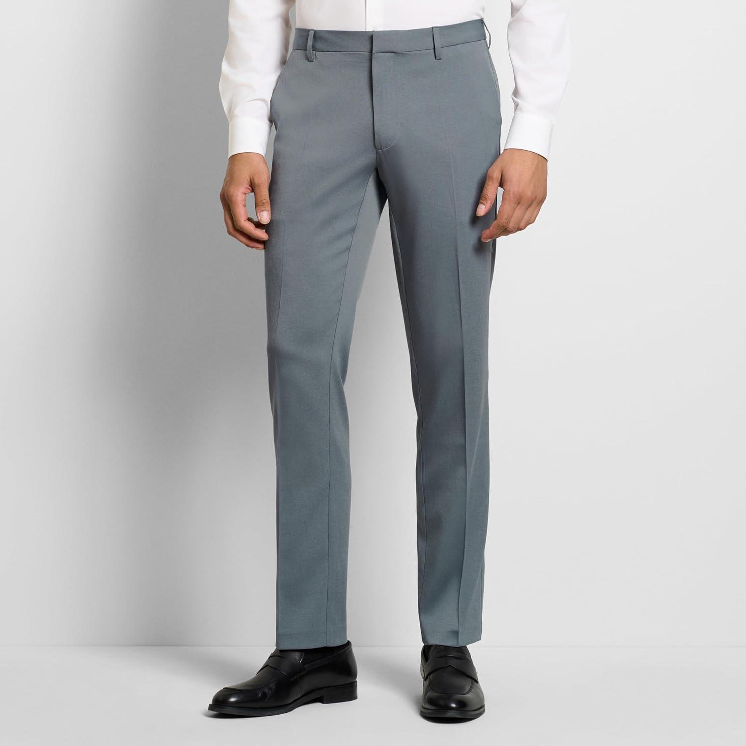 imageVan Heusen Mens Temperature Control Slim Fit Flat Front Stretch Dress Pant NonIron Stretchable Waistband Cooling FabricMonument Heather Temp Control