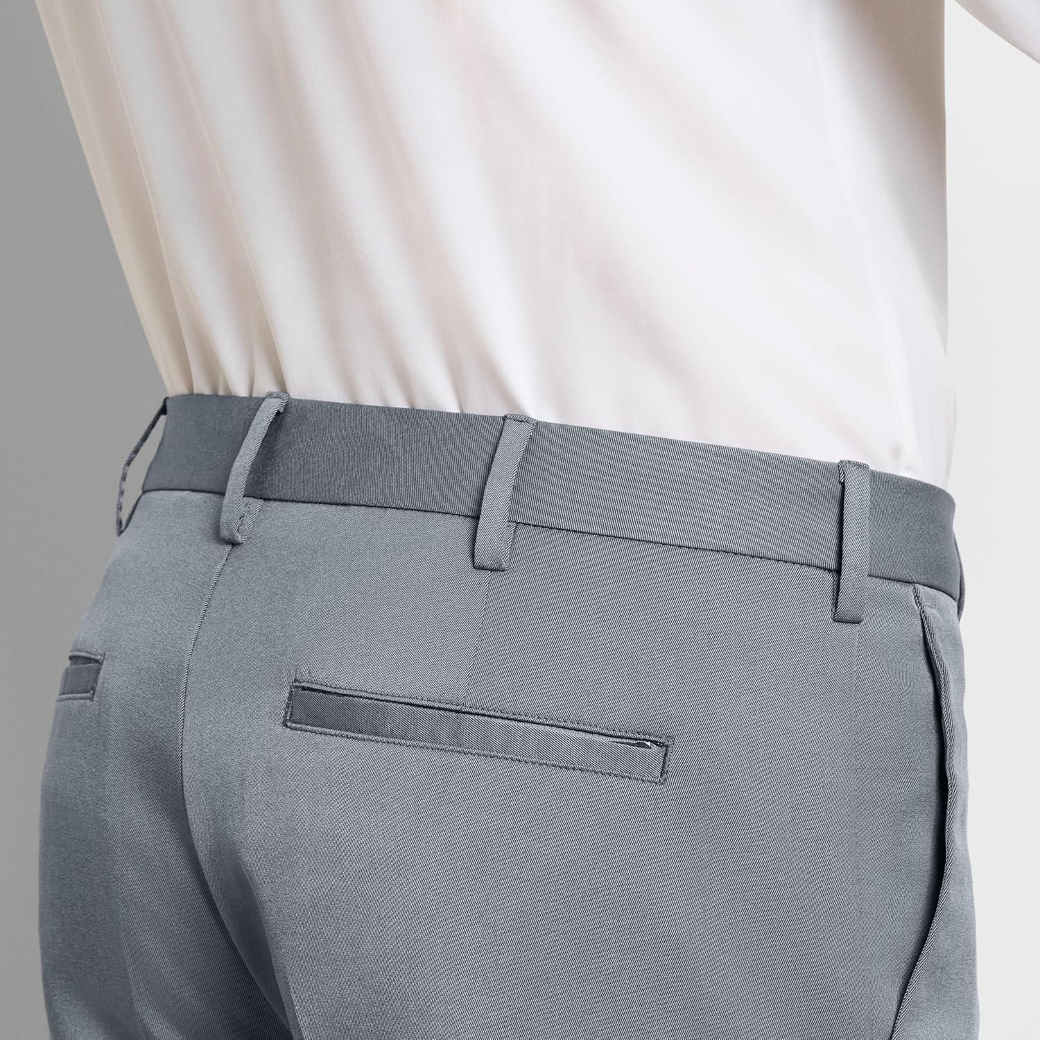 imageVan Heusen Mens Temperature Control Slim Fit Flat Front Stretch Dress Pant NonIron Stretchable Waistband Cooling FabricMonument Heather Temp Control