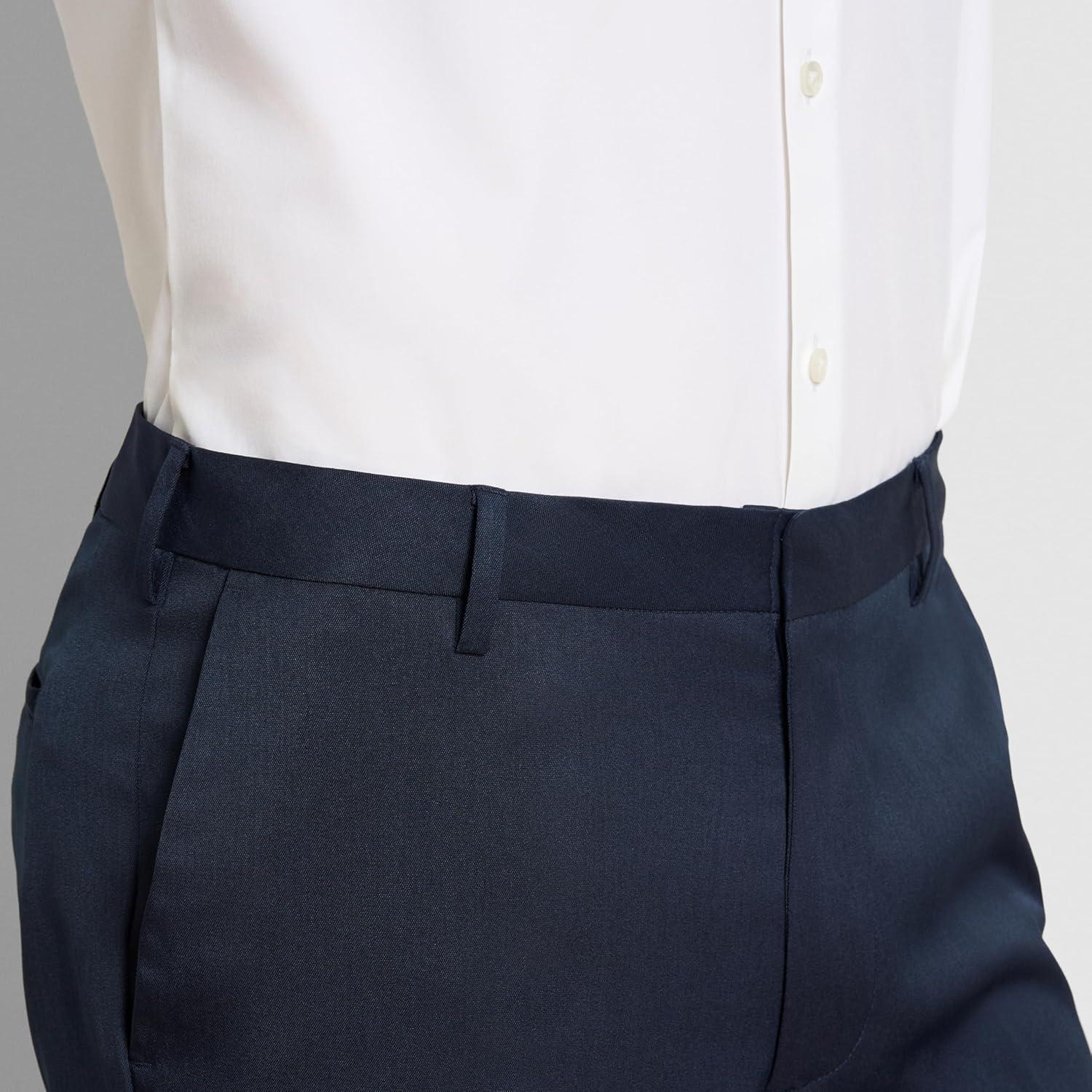 imageVan Heusen Mens Temperature Control Slim Fit Flat Front Stretch Dress Pant NonIron Stretchable Waistband Cooling FabricNavy Temp Control