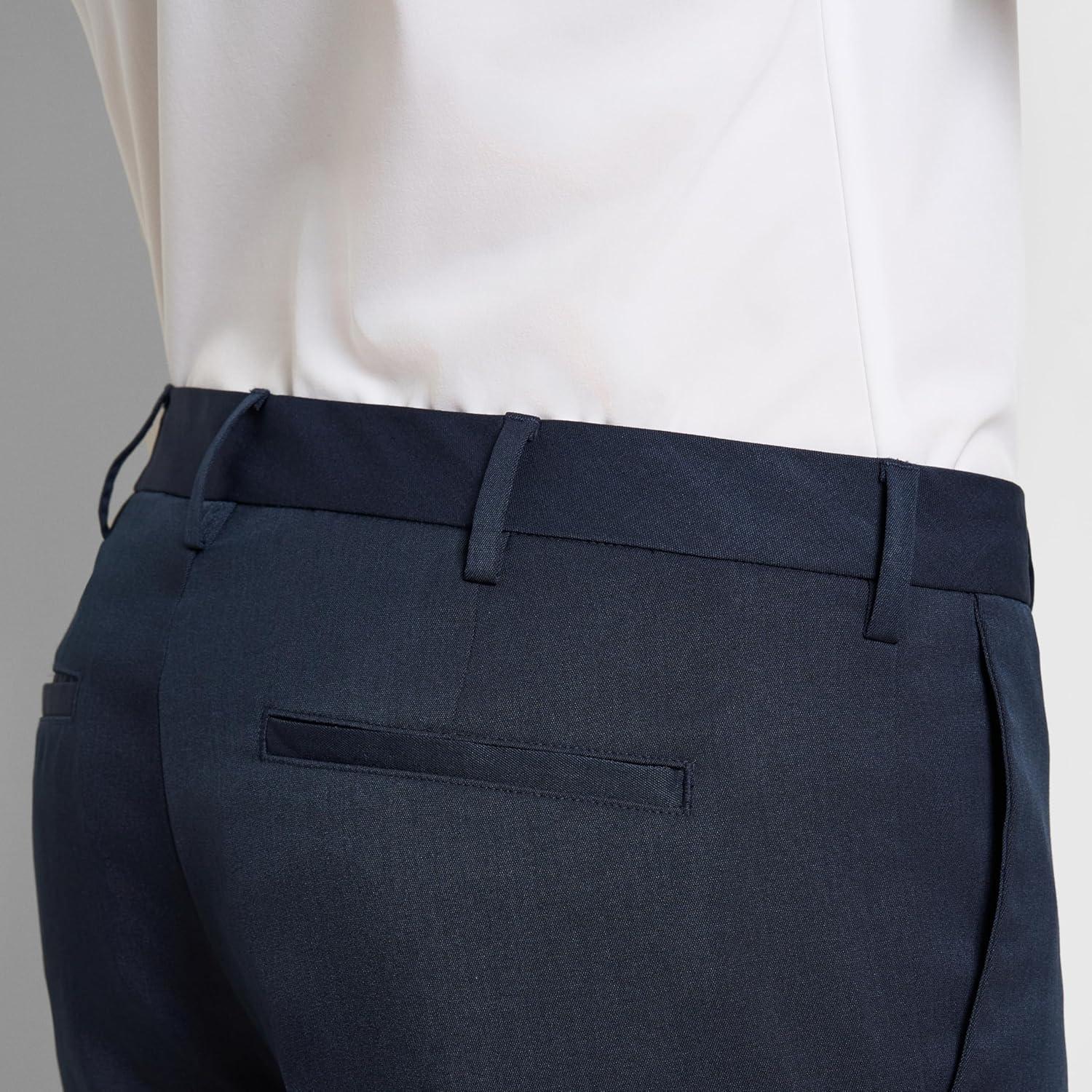 imageVan Heusen Mens Temperature Control Slim Fit Flat Front Stretch Dress Pant NonIron Stretchable Waistband Cooling FabricNavy Temp Control