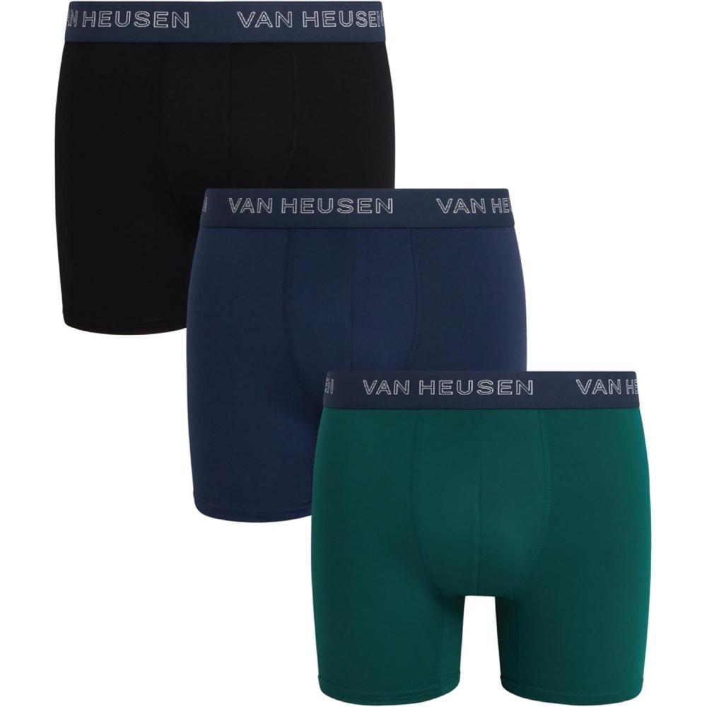 imageVan Heusen Mens Boxer Briefs 3 Pack 6 Inseam Soft Mens Underwear Athletic Boxer Briefs with Contour PouchDark GreyGreenBlack