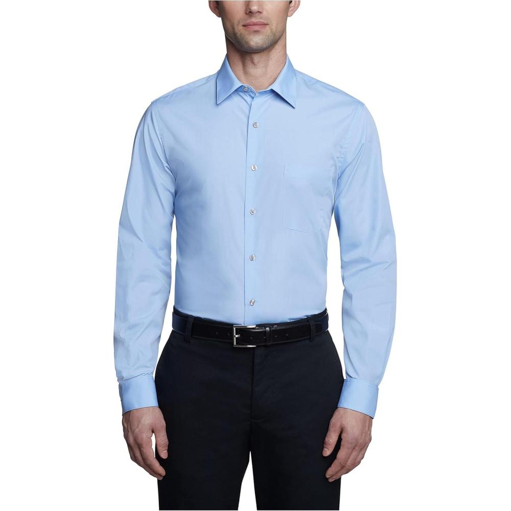imageVan Heusen Mens Dress Shirt Fitted Poplin SolidCameo Blue