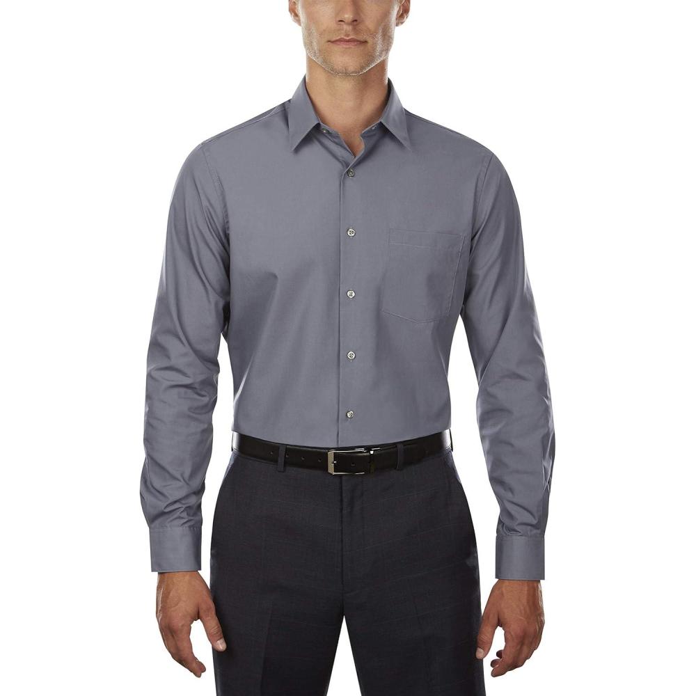 imageVan Heusen Mens Dress Shirt Fitted Poplin SolidGrey