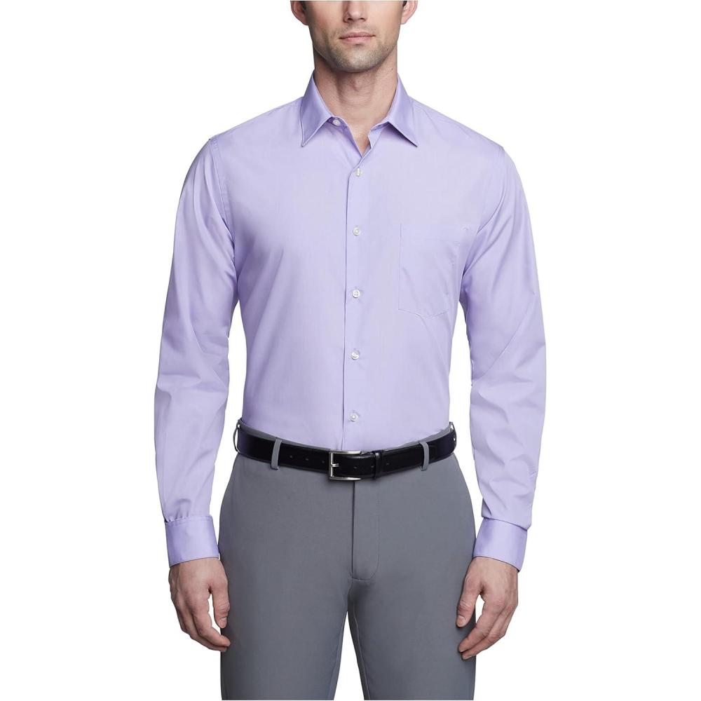 imageVan Heusen Mens Dress Shirt Fitted Poplin SolidLavender