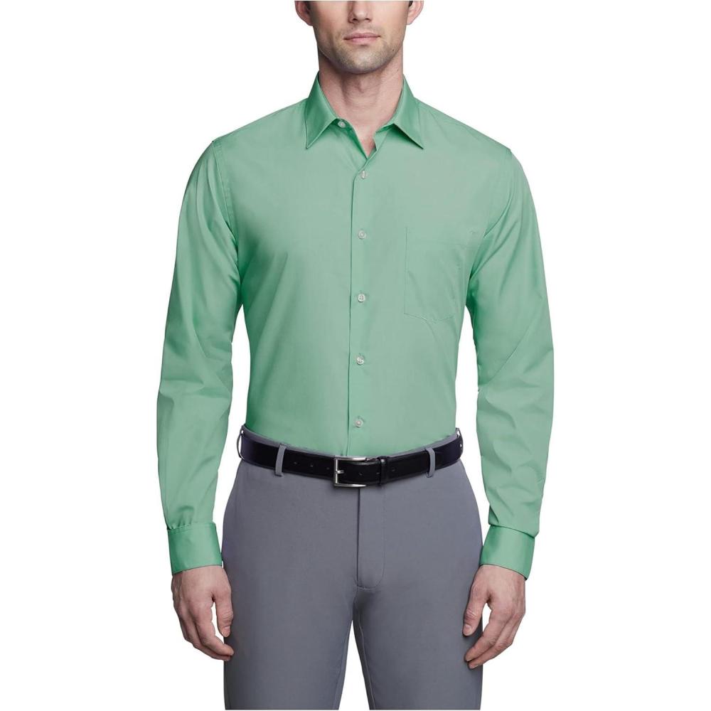 imageVan Heusen Mens Dress Shirt Fitted Poplin SolidLeaf