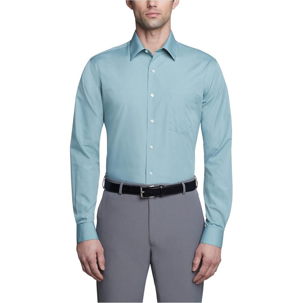 imageVan Heusen Mens Dress Shirt Fitted Poplin SolidOcean Mist
