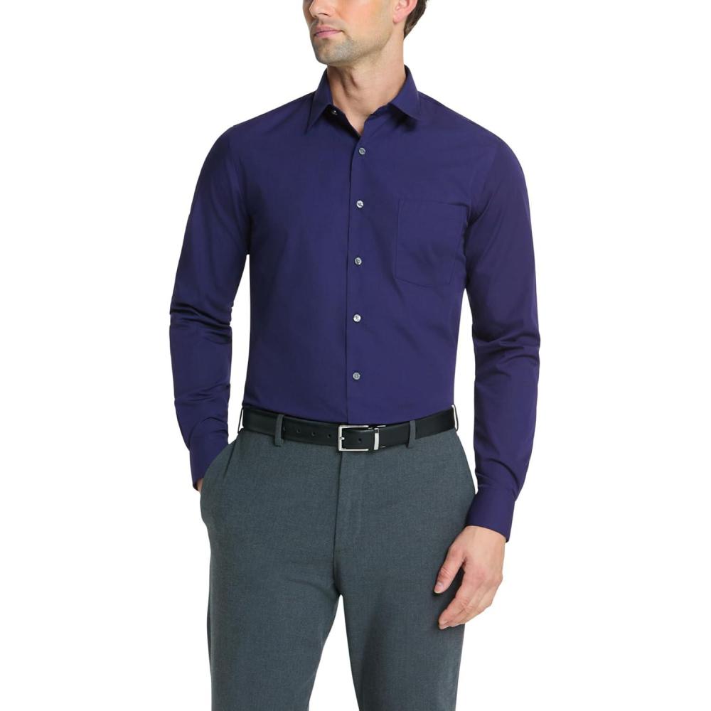 imageVan Heusen Mens Dress Shirt Fitted Poplin SolidPersian Blue
