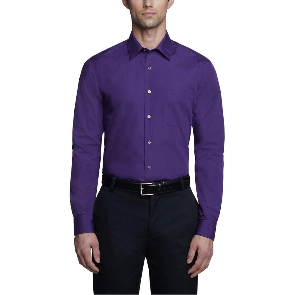 imageVan Heusen Mens Dress Shirt Fitted Poplin SolidPurple Velvet
