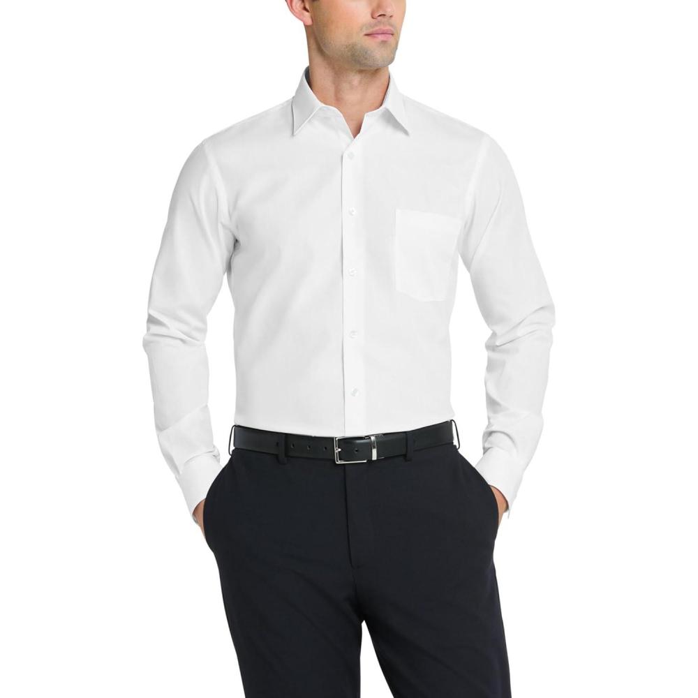 imageVan Heusen Mens Dress Shirt Fitted Poplin SolidWhite