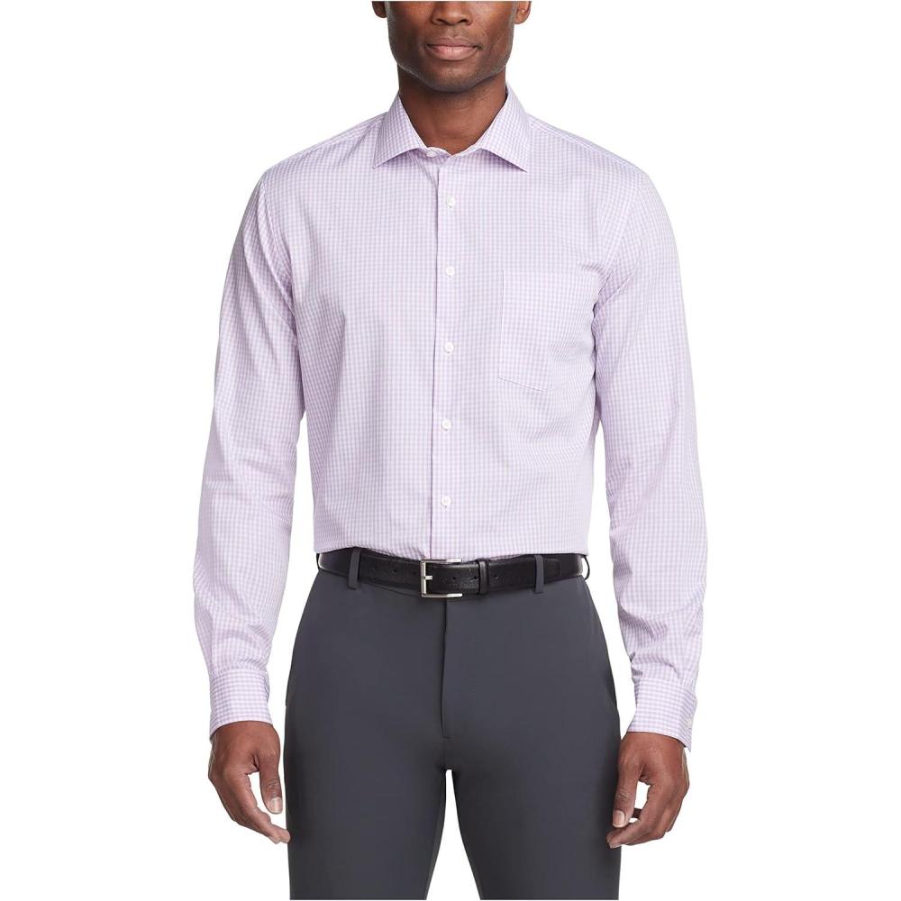 imageVan Heusen Mens Dress Shirt Regular Fit Flex Collar CheckSoft Lilac
