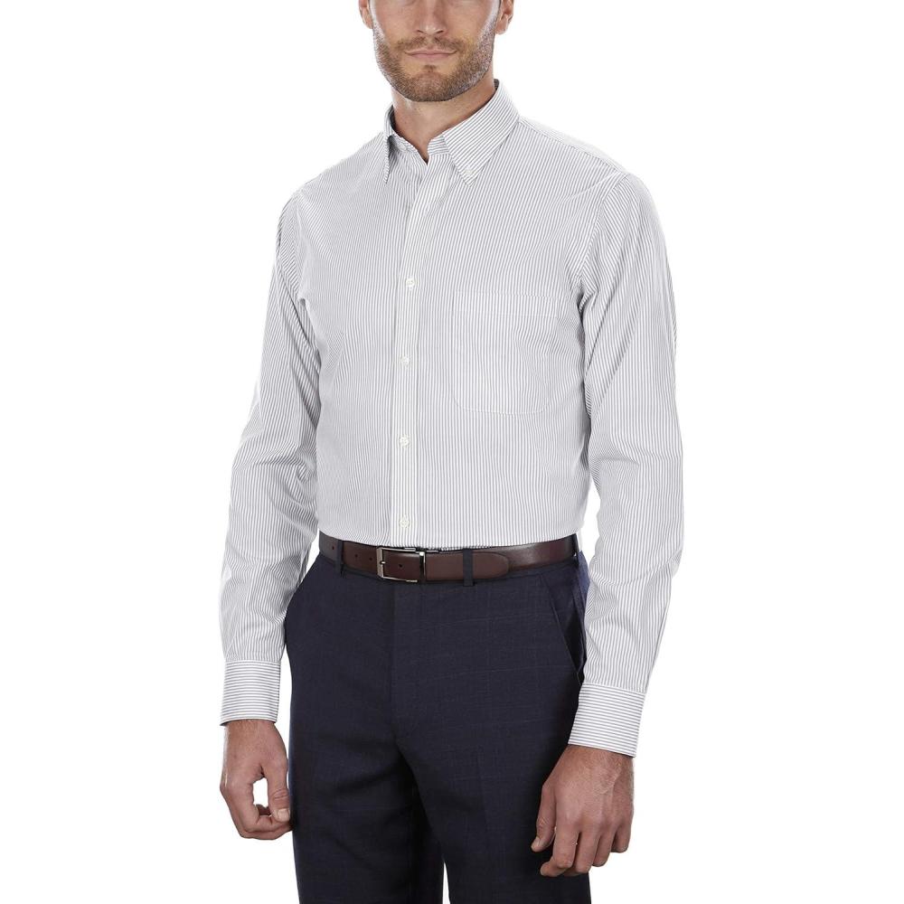 imageVan Heusen Mens Dress Shirt Regular Fit Pinpoint StripeIced Grey