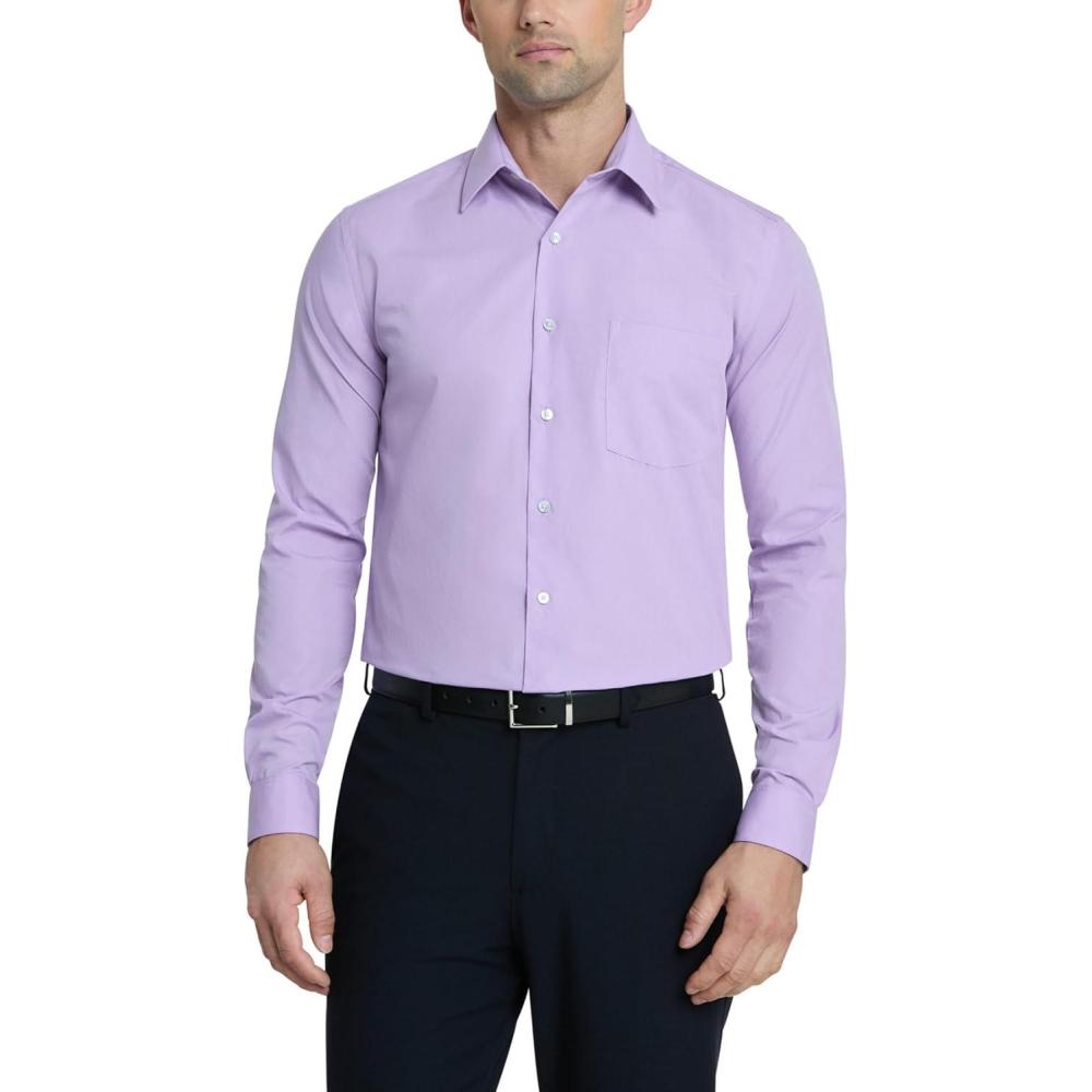 imageVan Heusen Mens Dress Shirt Regular Fit Poplin SolidLavender