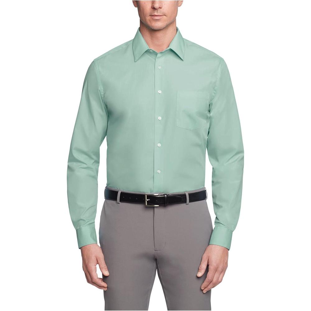 imageVan Heusen Mens Dress Shirt Regular Fit Poplin SolidLeaf