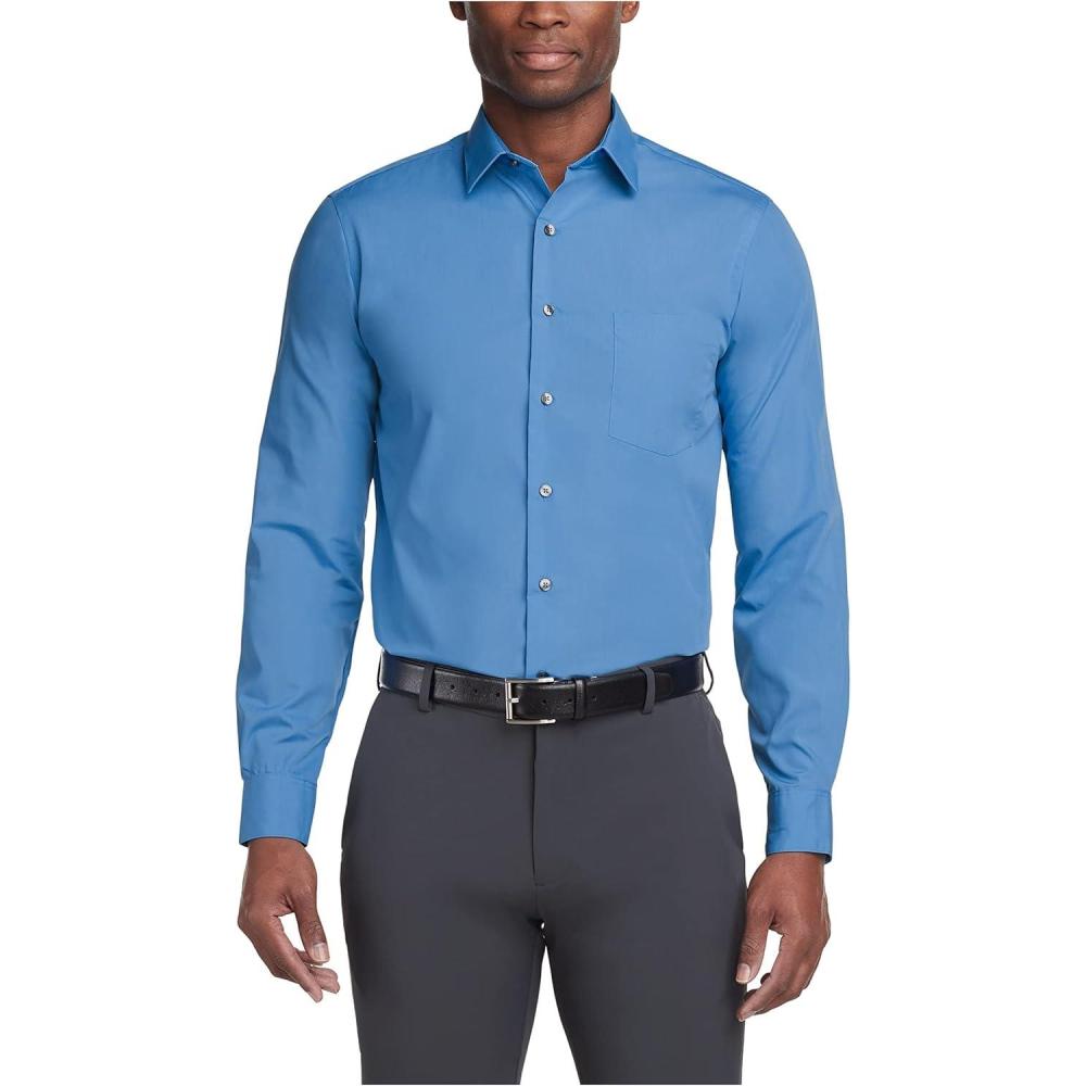imageVan Heusen Mens Dress Shirt Regular Fit Poplin SolidPacifico