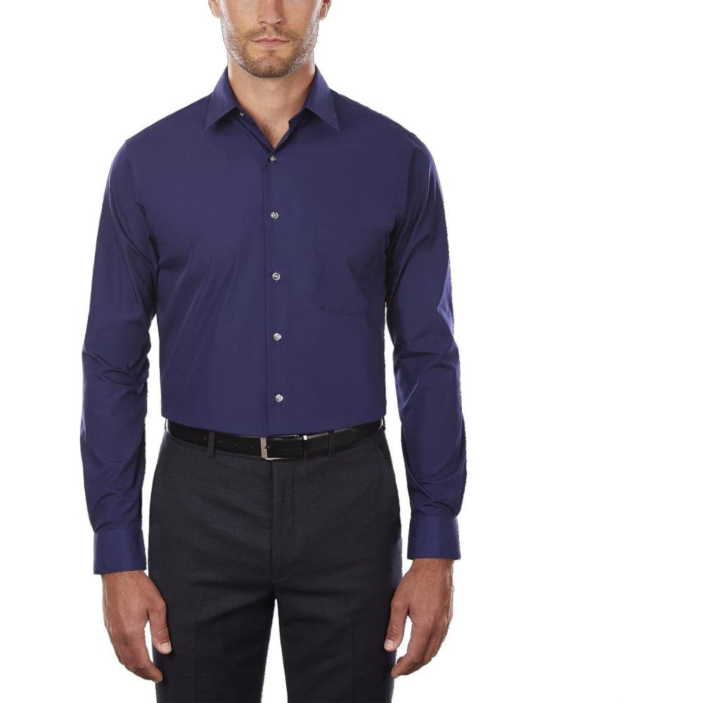 imageVan Heusen Mens Dress Shirt Regular Fit Poplin SolidPersian Blue