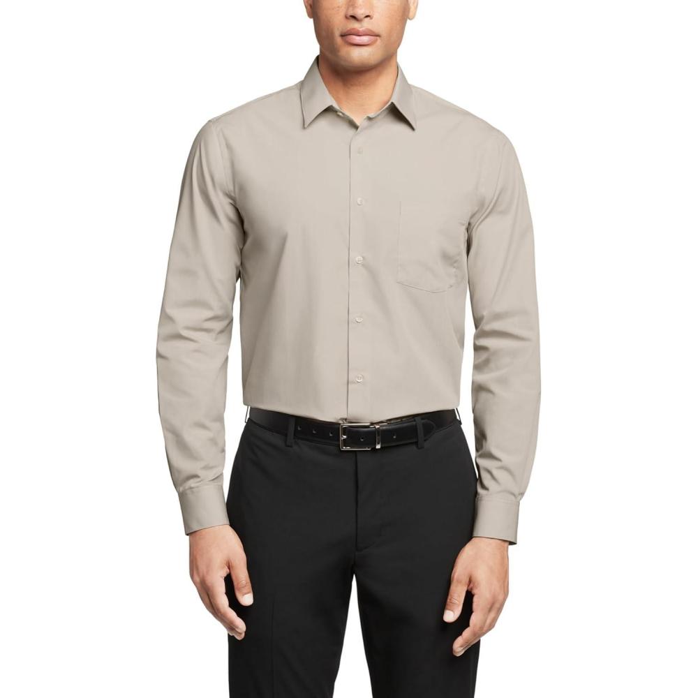 imageVan Heusen Mens Dress Shirt Regular Fit Poplin SolidStone