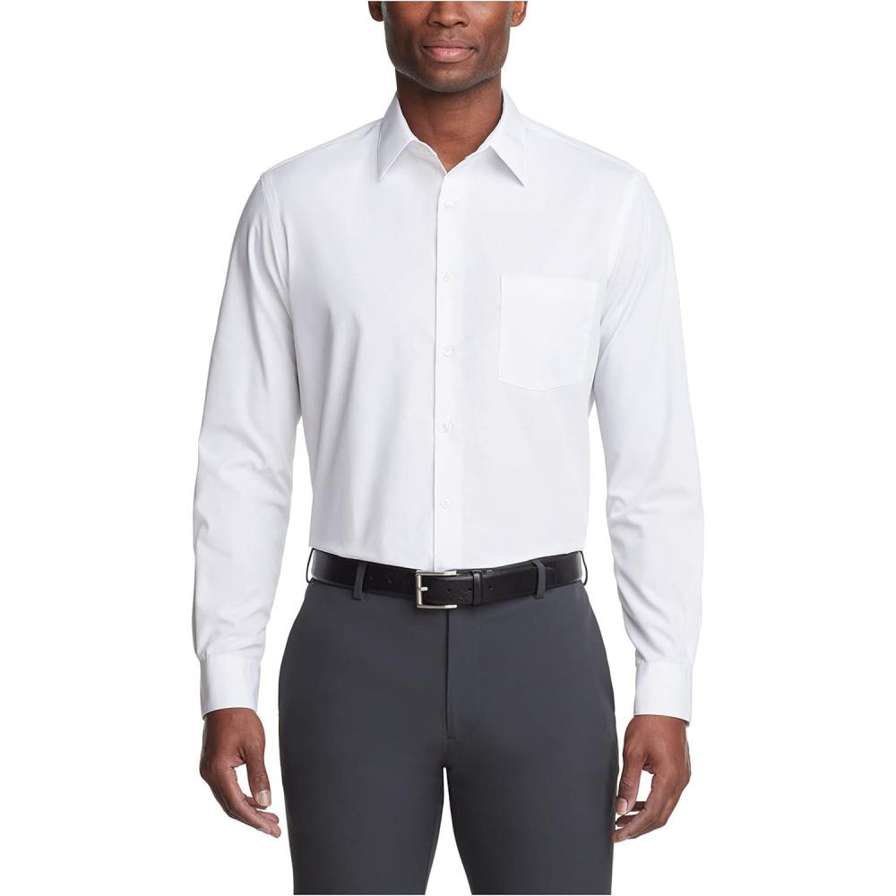 imageVan Heusen Mens Dress Shirt Regular Fit Poplin SolidWhite