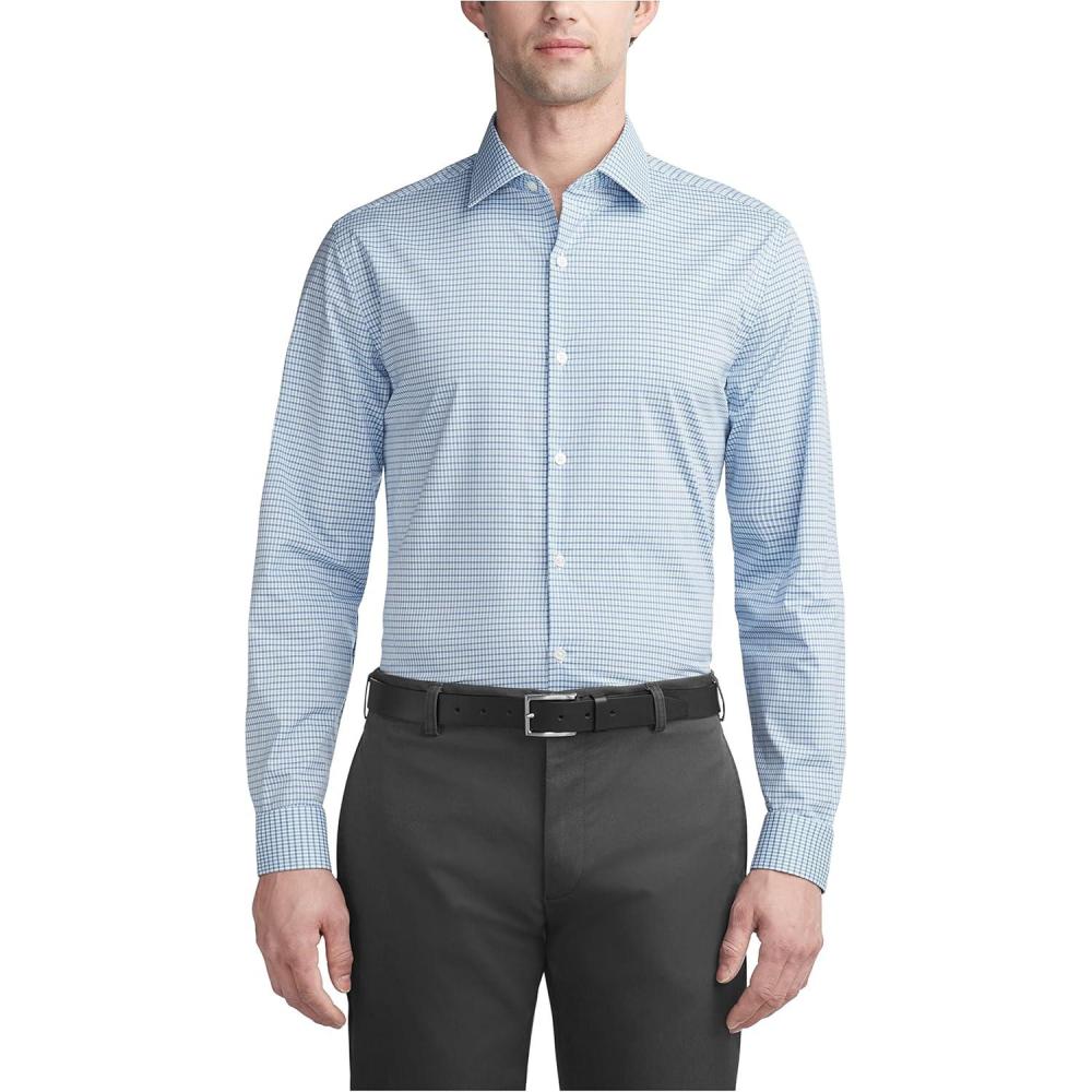 imageVan Heusen Mens Dress Shirt Slim Fit Stain Shield StretchOld Blue Topaz